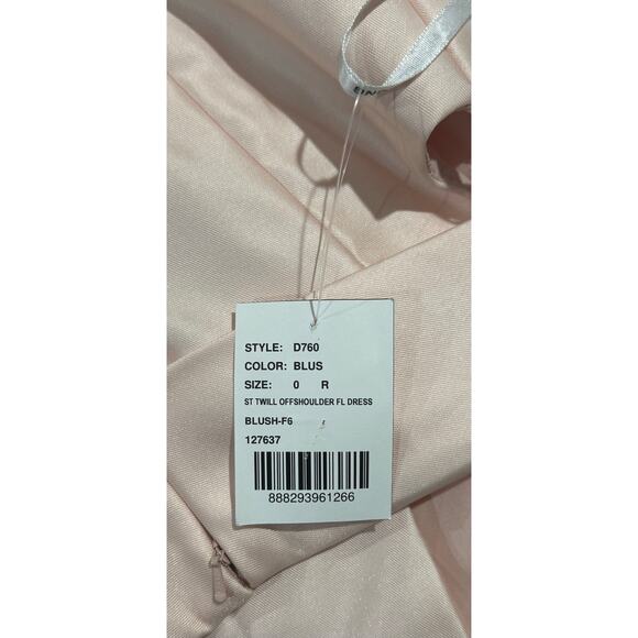 NWT! Alfred Sung D760 Blush Off-the-Shoulder Cuff Trumpet Gown Side Slit 0 - Picture 4 of 4